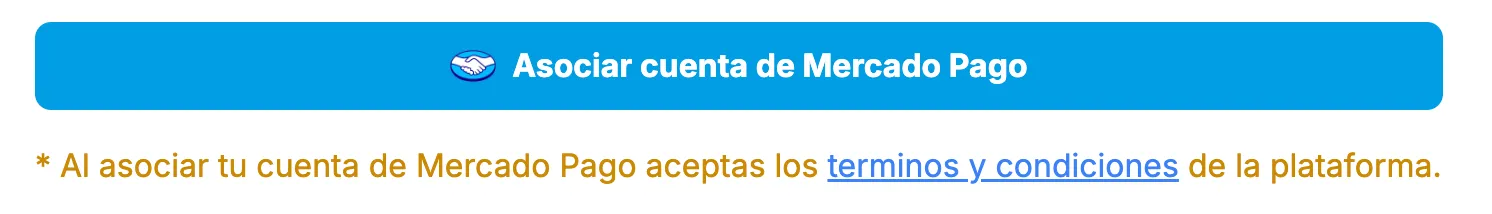 Botón para asociar tu cuenta de Mercado Pago.
